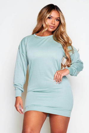 Sage Green Basic Sweater Dress