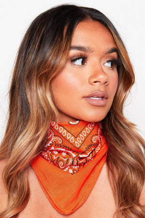 Orange Paisley Printed Bandana