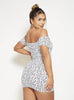 White Dalmatian Ruched Milkmaid Mini Dress