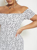 White Dalmatian Ruched Milkmaid Mini Dress