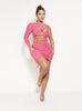 Hot Pink Slinky One Shoulder Cut Out Dress