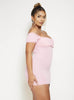 Pink Polkadot Ruched Milkmaid Mini Dress