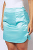 Aqua Satin Curve Side Mini Skirt