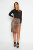 Leopard Printed Plisse Split Midi Skirt