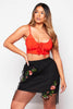 Black Floral Mesh Mini Skirt