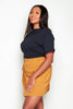 Plus+ Camel Cord Buttoned Mini Skirt