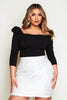 White Polkadot Organza Ruched Mini Skirt