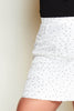 White Polkadot Organza Ruched Mini Skirt