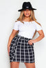 Petite Black Checked Belted Mini Skirt