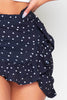 Black Polkadot Frill Hem Wrap Mini Skirt