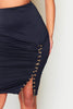 Black Slinky Midi Skirt with Gold Chain Lace Up