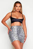 Grey Snake Pu Mini Zip Skirt