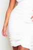 White Pu Ruched Midi Skirt