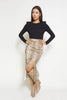 Brown Snake Pu Midi Front Split Skirt