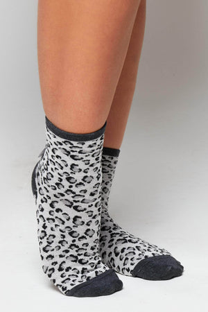 Grey Leopard Printed Socks
