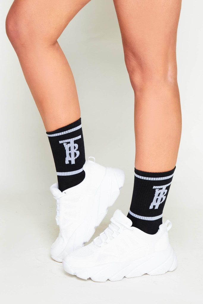 Black Ribbed TB Socks