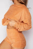 Orange Towelling Long Sleeve Top & Shorts Loungeset
