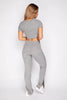 Charcoal V Neck T-Shirt & Flare Trouser Co-ord