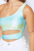 Ocean Ombre Cut Out Slinky One Shoulder Bodysuit