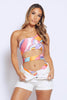 Multi Abstract Cut Out One Shoulder Bodysuit
