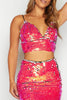 Pink Sequin Plunge Bralet & Mini Skirt Co-ord