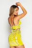 Yellow Sequin Plunge Bralet & Mini Skirt Co-ord