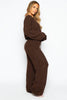 Brown Knit Crop Jumper & Wide Trouser Co-ord