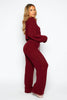 Maroon Knit Crop Jumper & Wide Trouser Co-ord