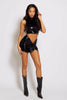 Black Foil Metallic Mini Skirt & High Neck Top