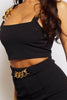 Black Trousers with Gold Chain & Cami Crop Top Co-ord