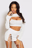 White Ribbed 3 Piece Skirt & Top Co-ord