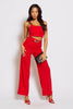 Red Trousers with Gold Chain & Cami Crop Top Co-ord