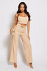 Nude Trousers with Gold Chain & Cami Crop Top Co-ord