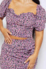 Black & Pink Floral Bardot Crop Top & Midi Skirt Co-ord