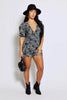 Black Floral Printed Woven V Neck Playsuit