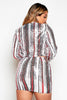 White Stripe Sequin Cropped Blazer & Mini Skirt Co-ord