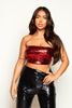 Red & Black Sequin Bandeau Top & Trouser Co-ord