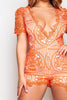 Orange Crochet Plunge Playsuit