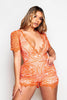 Orange Crochet Plunge Playsuit