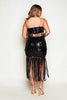Black Sequin Bandeau Tassel Top & Skirt Co-ord