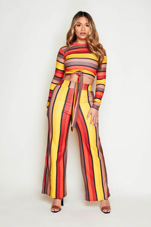 Multi Stripe Crop Top & Wide Trousers Co-ord