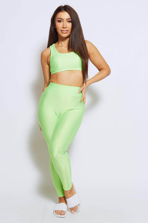 Neon Lime Lycra Crop Top & Leggings Co-ord