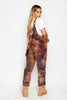 Unisex Tan Tie Dye Cord Relaxed Fit Dungaree