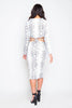 White Snake Tie Back Crop Top & Midi Skirt Co-ord