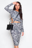 Zebra Print Tie Back Crop Top & Midi Skirt Co-ord