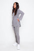 Grey Ribbed Belted Long Split Top & Joggers Co-ord