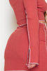 Rust Seam Detail Ribbed Crop Top & Mini Skirt Co-ord