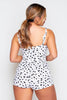 White Dalmatian Print Playsuit