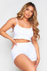 White Ribbed Crop Frill Vest & Shorts PJ Set