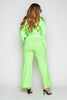 Neon Green Ribbed Crop Top & Wide Leg Trousers Co-ord